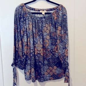 Michael Kors Blue Patterned Size 1X  Knit Tee